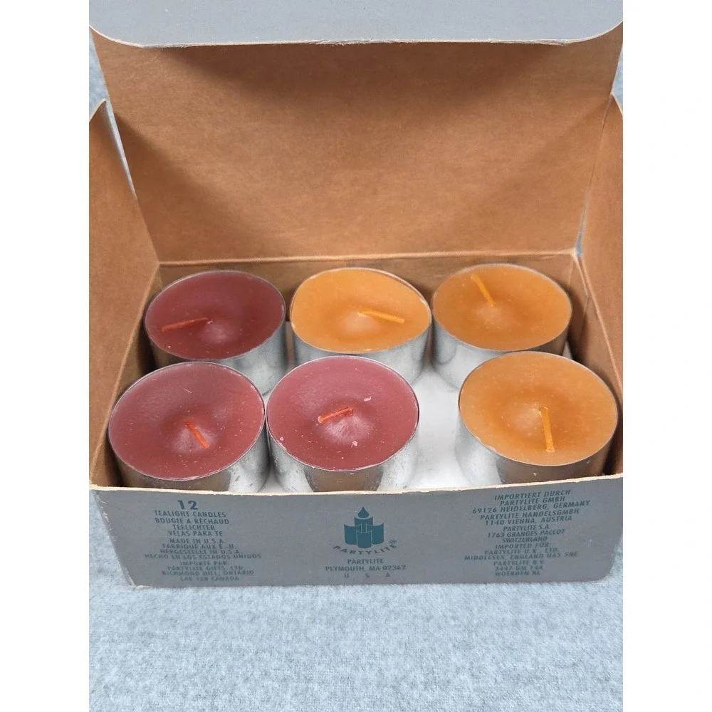 PartyLite Tealight Candles Set of 12‎ Metal Base Cinnamon & Sienna Retired NEW - Picture 2 of 9